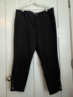 0075.  LOFT Black Ankle Jeans with Eyelet Hem